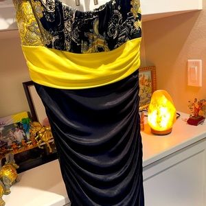 Yellow and black mini dress